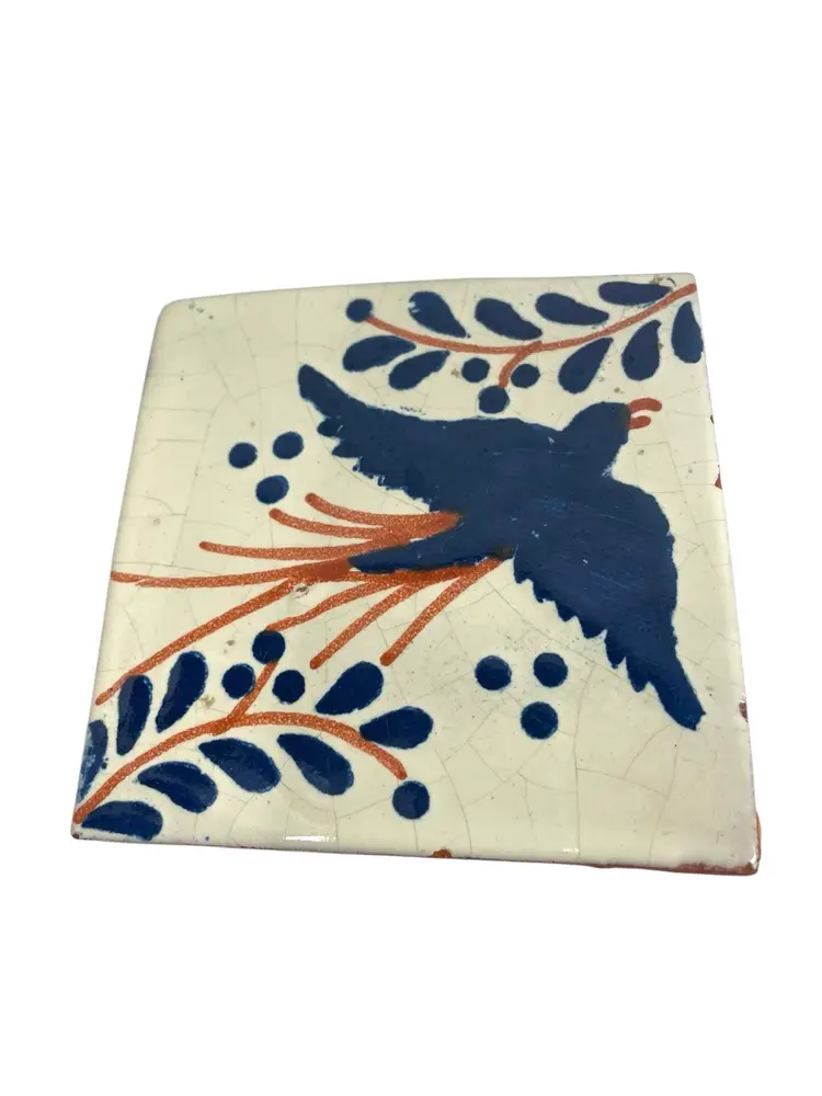 Mexico Pottery Hand Panted Adobe Tile Blue Bird