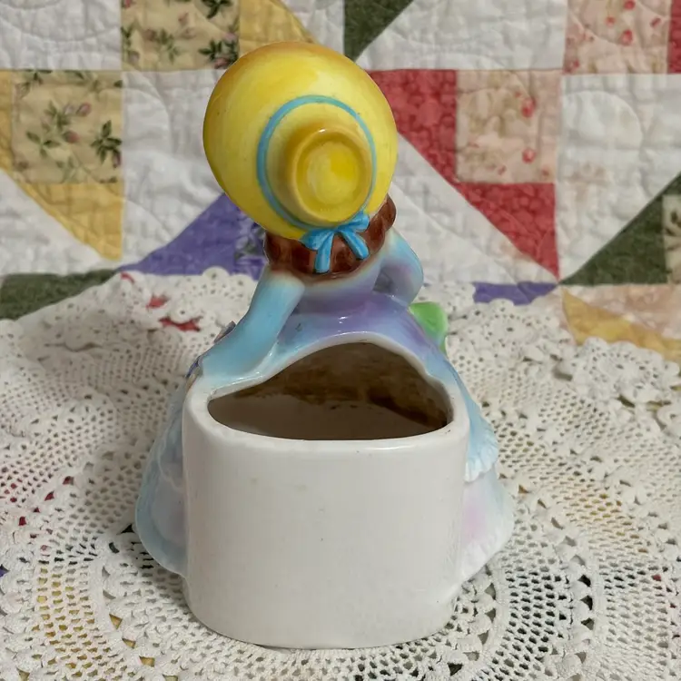 Vtg Lefturis Spring Girl Planter Original Sticker Japan