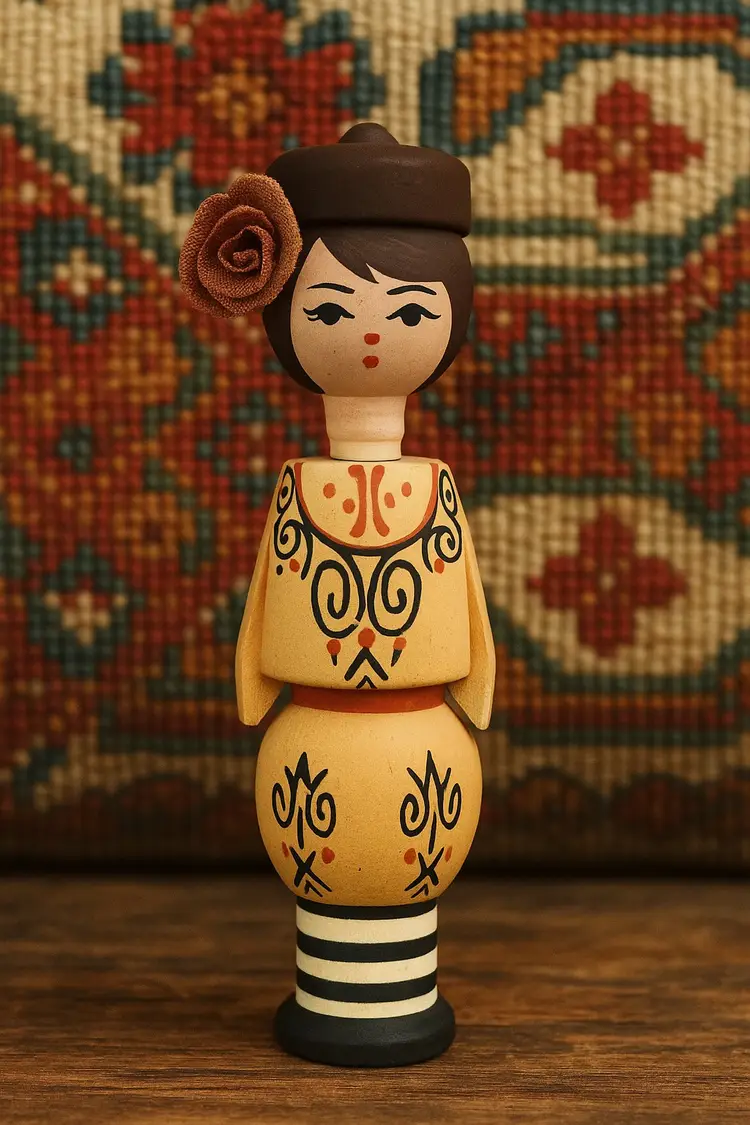 Vintage Bulgarian Wooden Doll Perfume Bottle – Natural Rose Perfume Container