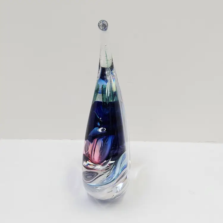 Jablonski Art Glass Paperweight Teardrop Abstract