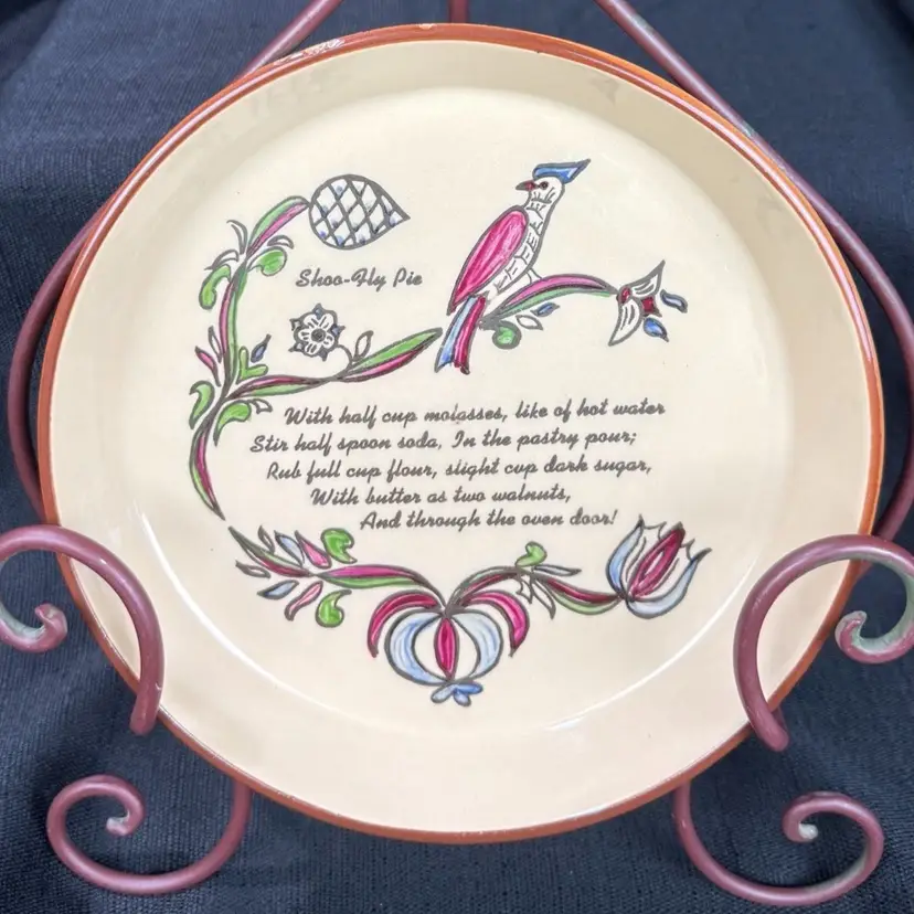 Vintage Pennsylvania Dutch Ceramic Shoo-Fly Pie Dish