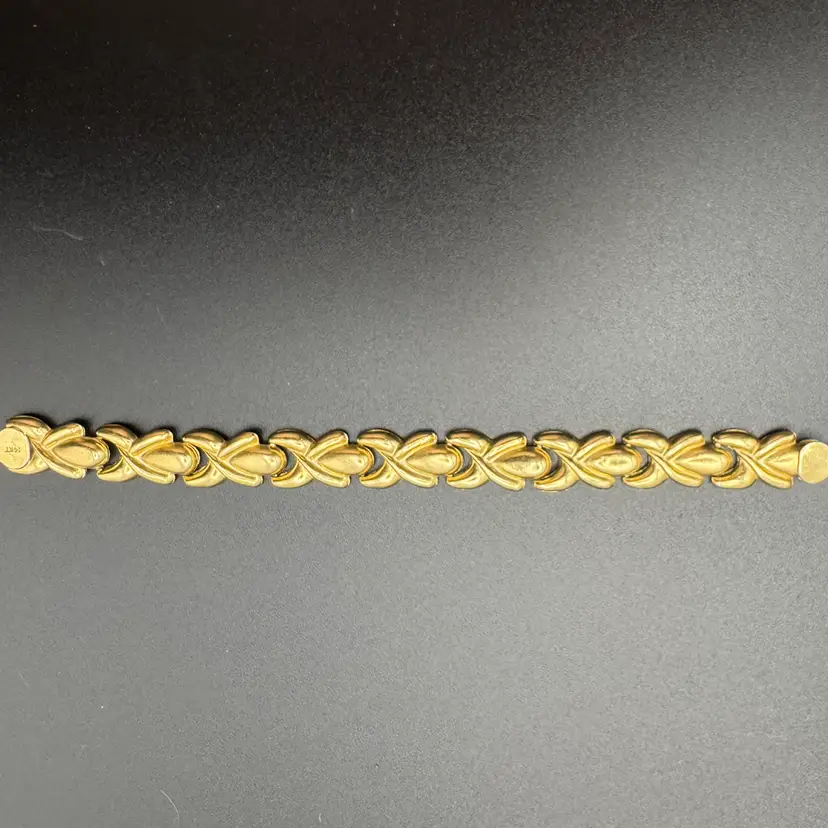 Aurafin 14k Gold 5” Bracelet Marked Italy - 3D Classic Link, Lobster Claw Clasp; Weight Is 8 Grams