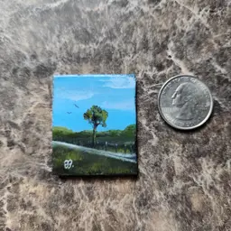 Miniature Oil Painting On Masonite Board Signed By The Artist Free Shipping