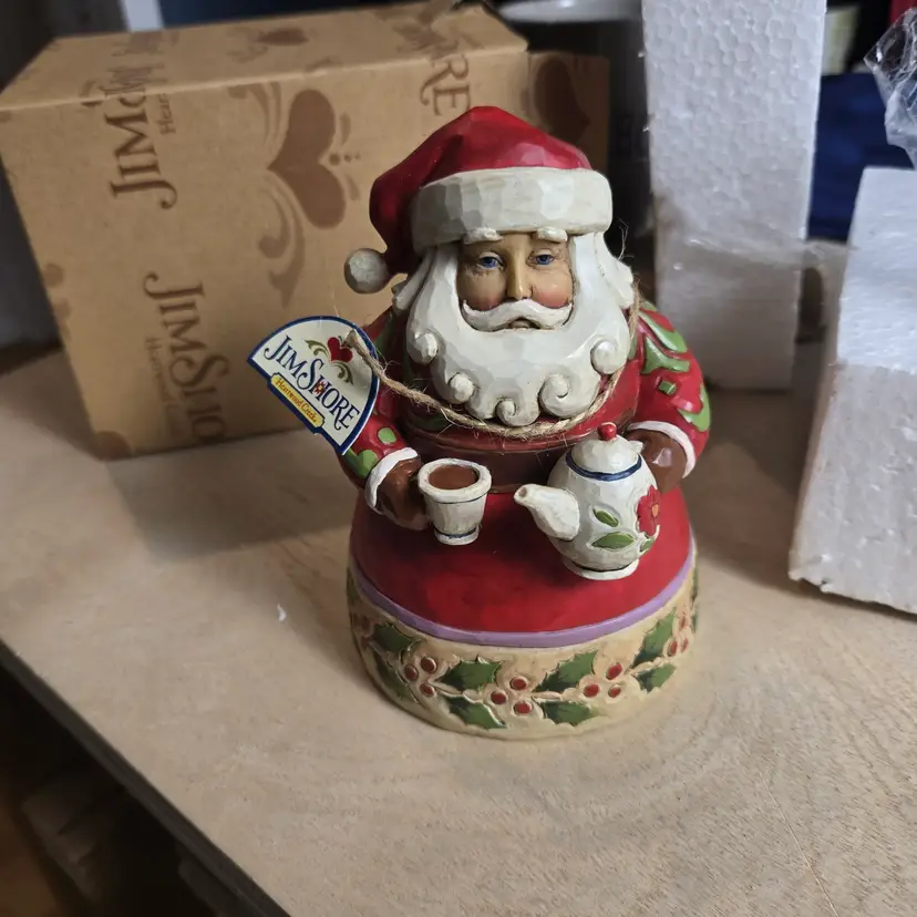 NOB Jim Shore Heartwood Creek Cup of Christmas Cheer tea pot and cup Santa