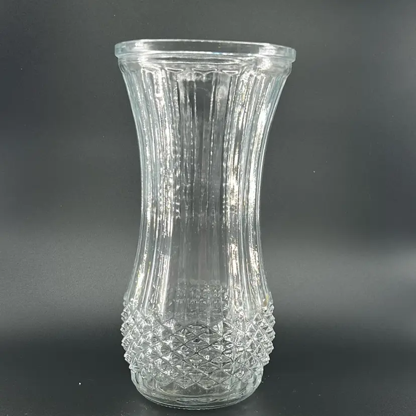 Vintage Hoosier Glass Clear Vase Diamond Press, 4088A
