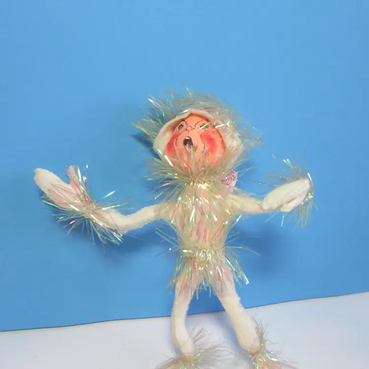 AS-IS vintage Annalee white elf pixie doll figure with tinsel 1993 11"