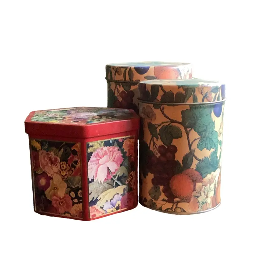 3 Floral Canisters/Tins