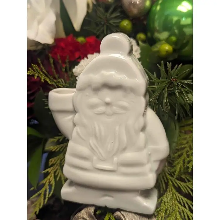 Vintage porcelain ceramic Santa Claus tiny taper candle holder - made in West Germany