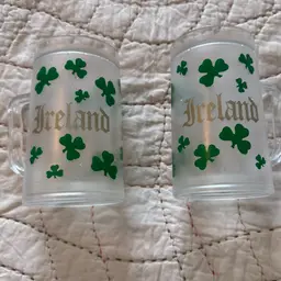 Set Of 2 Ireland Shamrock Beer Mugs Or Steins