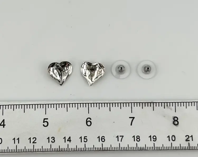 Vintage Sterling Silver Leaf/Heart Pierced Earrings .5”