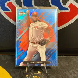 2025 Topps Finest Rare Hunter Greene Blue Refractor /99 Cincinnati Reds