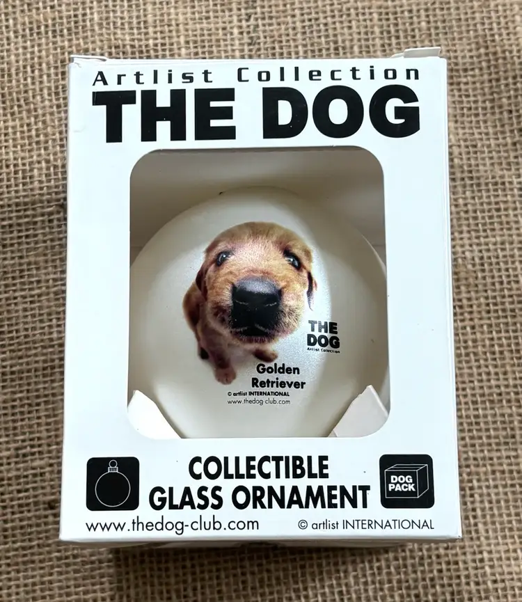 The Dog Golden Retriever Glass Ball Ornament Round Christmas Kitsch Holiday