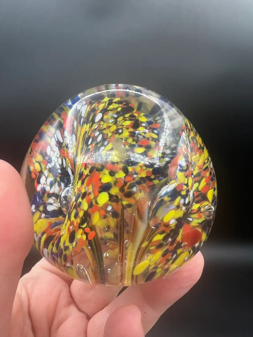 028. Multicolor Abstract Flowers Paperweight