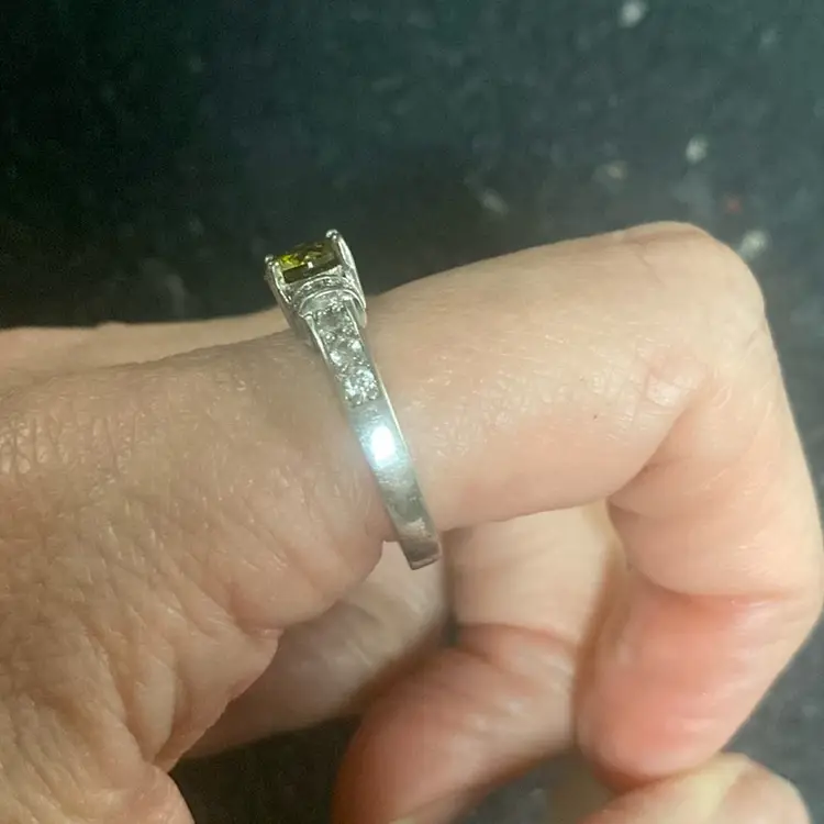 Silver tone Green Yellow Drone With Faux Diamonds At The Side