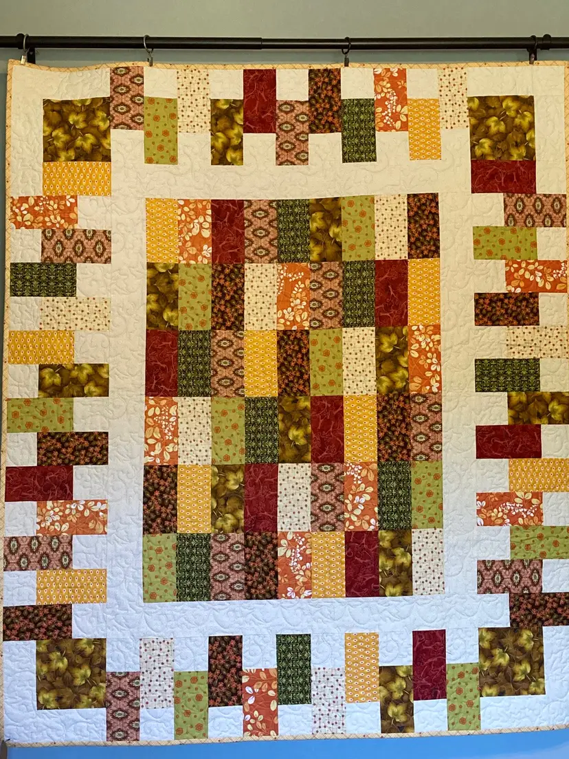 Fall Time 'Brick-a-Brack' Quilt/Wallhanging, 50" x 58"