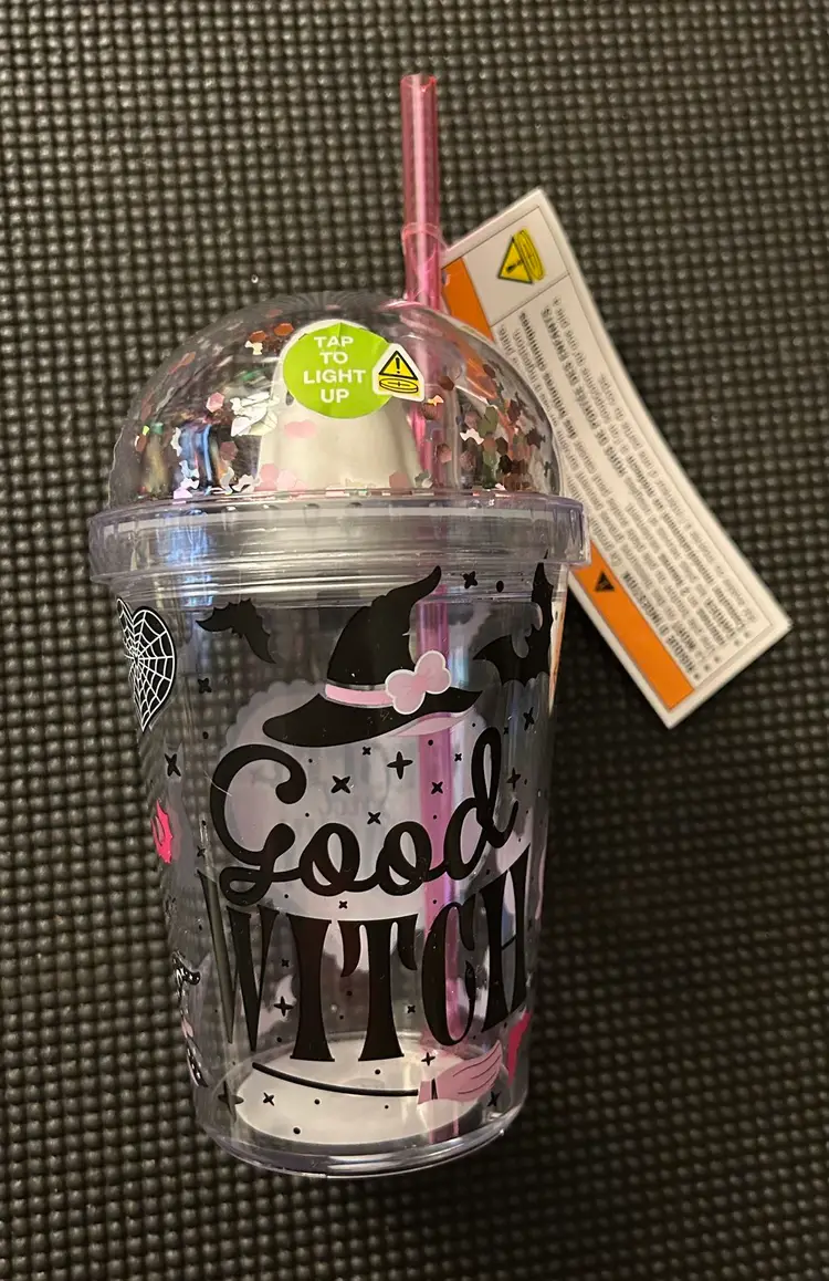 Lights Up S’Allume Halloween Good Witch Light Up Drink Cup With Straw NWT