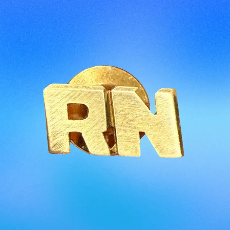 Vintage 14k Solid Yellow Gold “RN” Lapel / Tie Pin 1.2g Tested