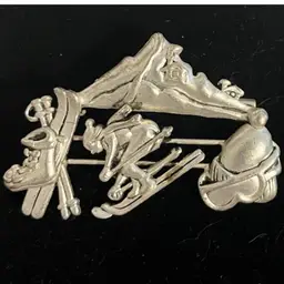 Articulated Skier Brooch—Silver Tone