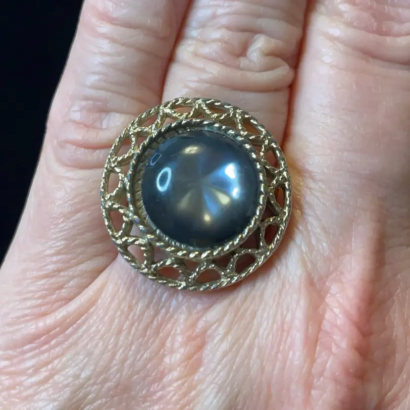 Gold Tone And Resin Starburst Center Adjustable Ring