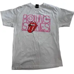Rolling Stones Women’s White Graphic Print Pink Logo T-Shirt - S by DAY Brand