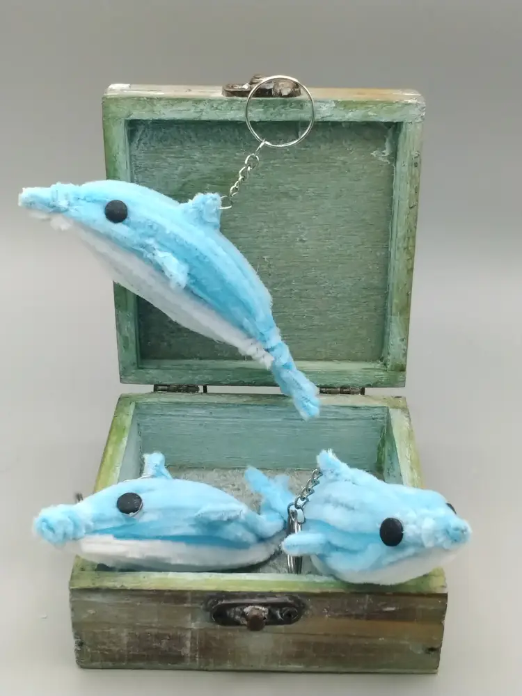 Pipecleaner Dolphin Keychains, Ornaments, Package Toppers