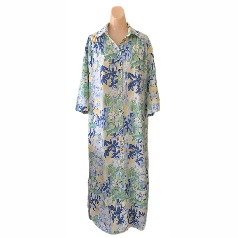 Models Coat Size 8 House Dress Robe Pearl Snaps Floral Granny Vintage Cottage Core
