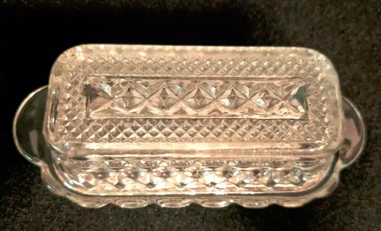 Vintage Pressed Glass Covered Butter Dish Wexford by ANCHOR HOCKING