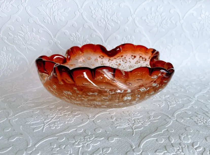 Vintage Murano Art Glass Bowl Avertin Flakes