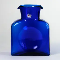 Blenko Glass Cobalt Blue Double Spout Water Bottle Pitcher