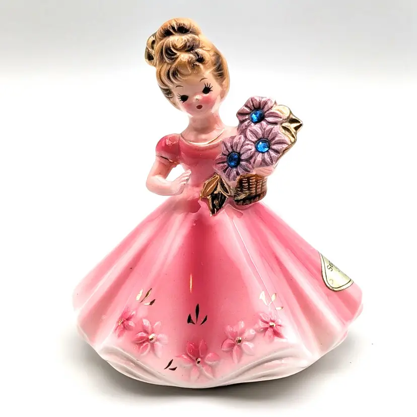 Vtg Josef Originals September Birthday Sapphire Birthstone Girl Figurine