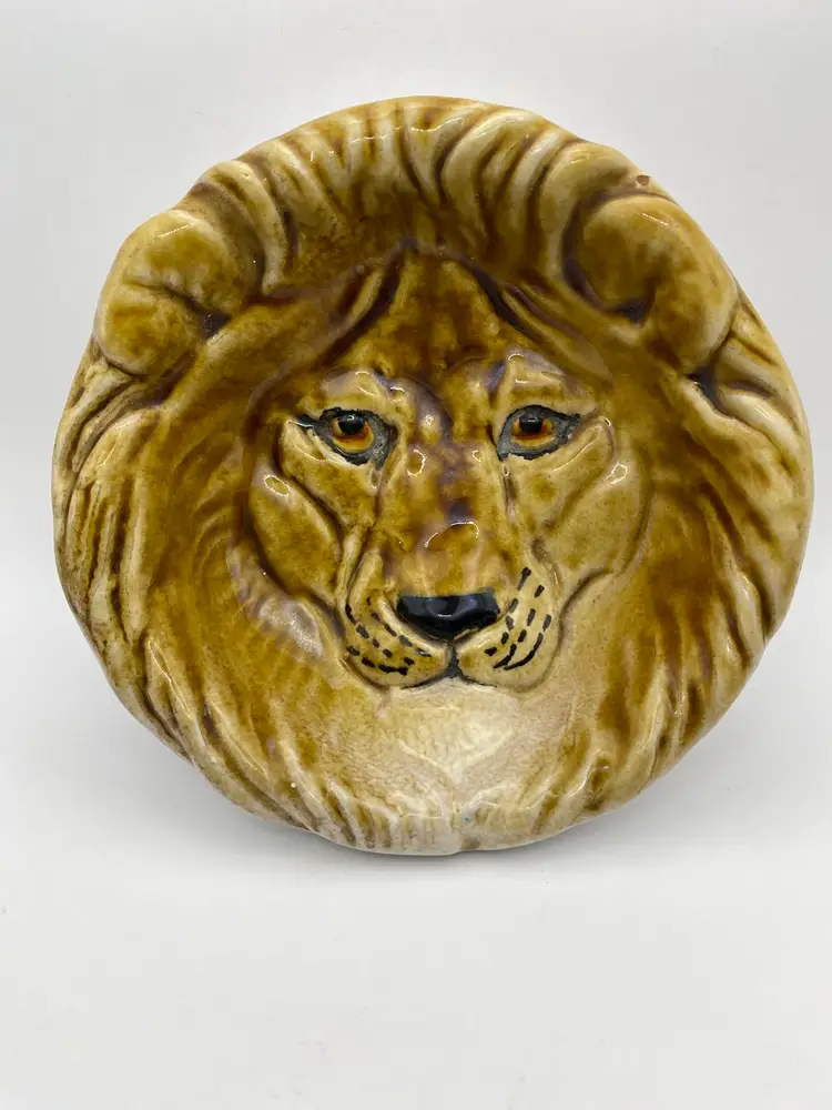 Lion Face Ceramic Trinket Dish Made In Italy