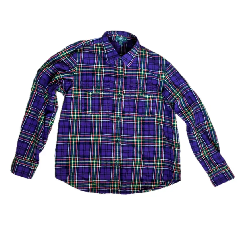 Vintage Lauren Ralph Lauren Womens Purple Plaid Button Up Shirt PL Petite Large