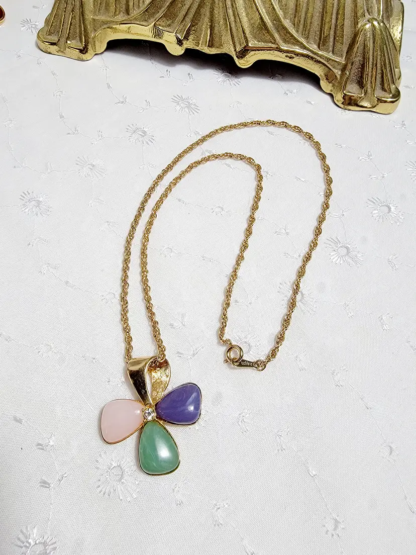 Vintage 1982 AVON Tourmaline Impressions Pendant Necklace