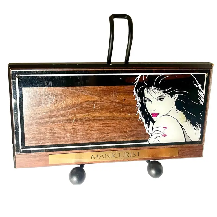 Vintage Wooden Nail Salon Manicurist Wall Plaque 16x 7x 1