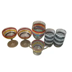 Striped Cocktail Glass Selection 6 Pieces Sizes In Description