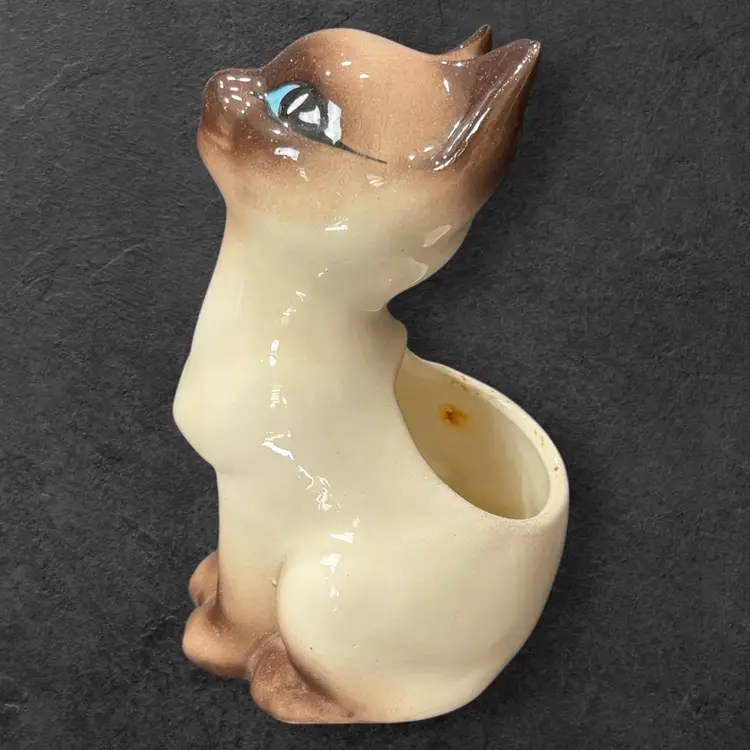 Vintage Ceramic Siamese Cat Planter