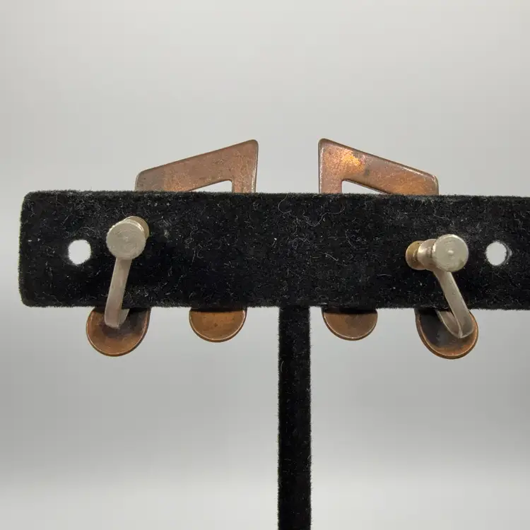Copper Music Note Screw Back Earrings