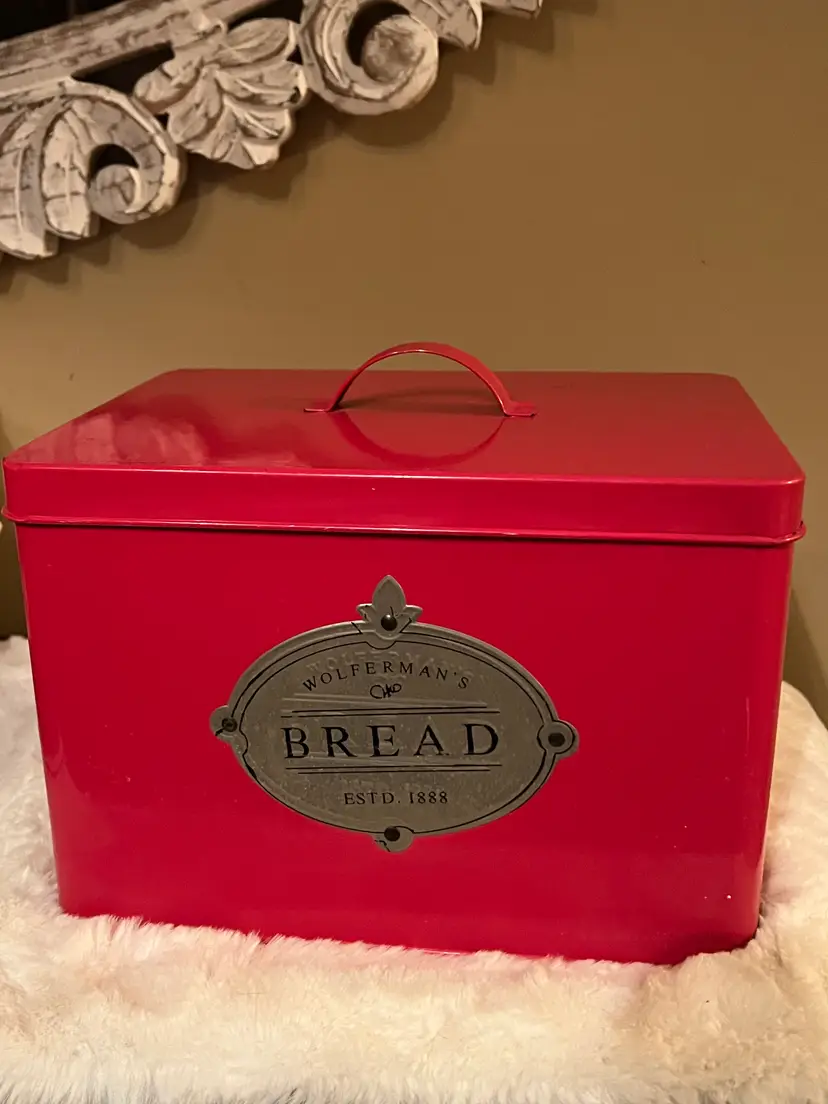 Wolfermans Red Tin Bread Box with Lid