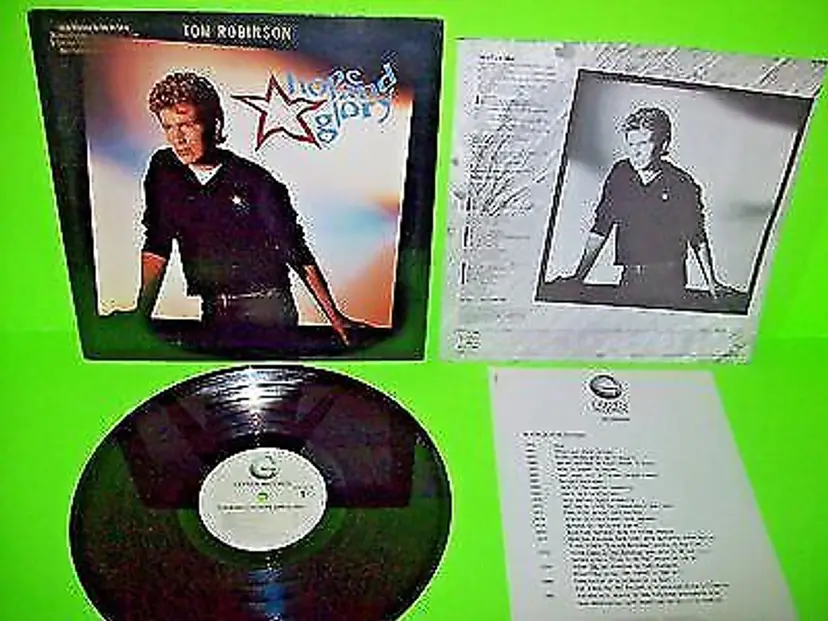Tom Robinson Hope And Glory Vinyl LP Record 1984 Promo + Geffen Sheets