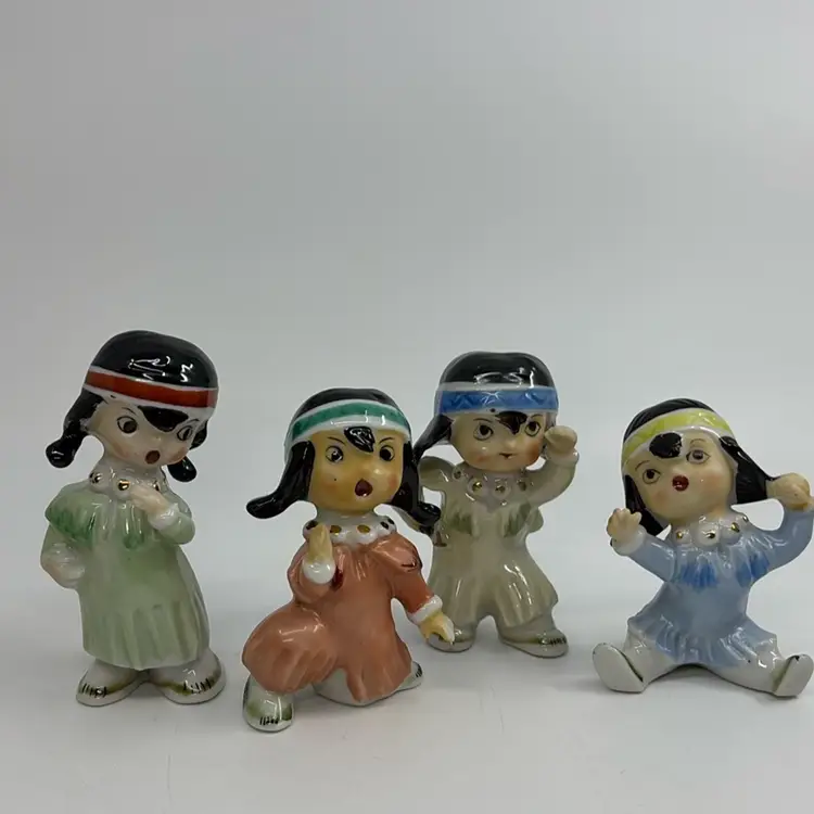 Vintage Native American Dancing Girls Japan 3.5-4”