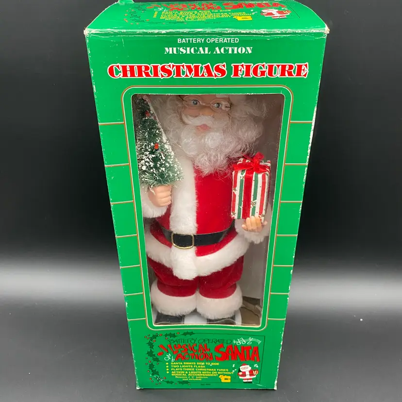 Battery Operated Musical Action Santa - 14" - New In Box 90's - Dancing, Lights