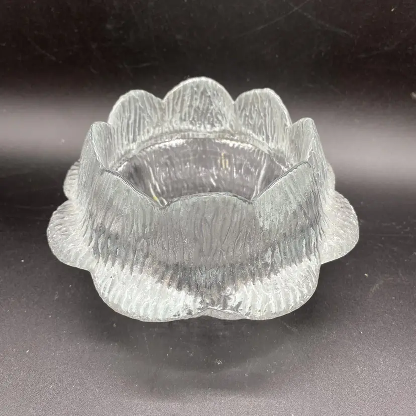 #0111 Holmgaard Denmark water lily glass votive candle holder Danish Modern 5 inch single