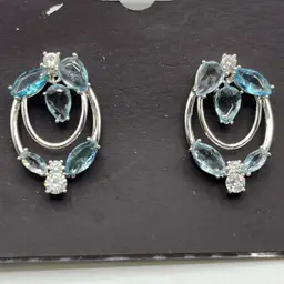Anne Klein Rhinestone And Faux Aquamarine Dangle Drop Pierced Earring Original Card