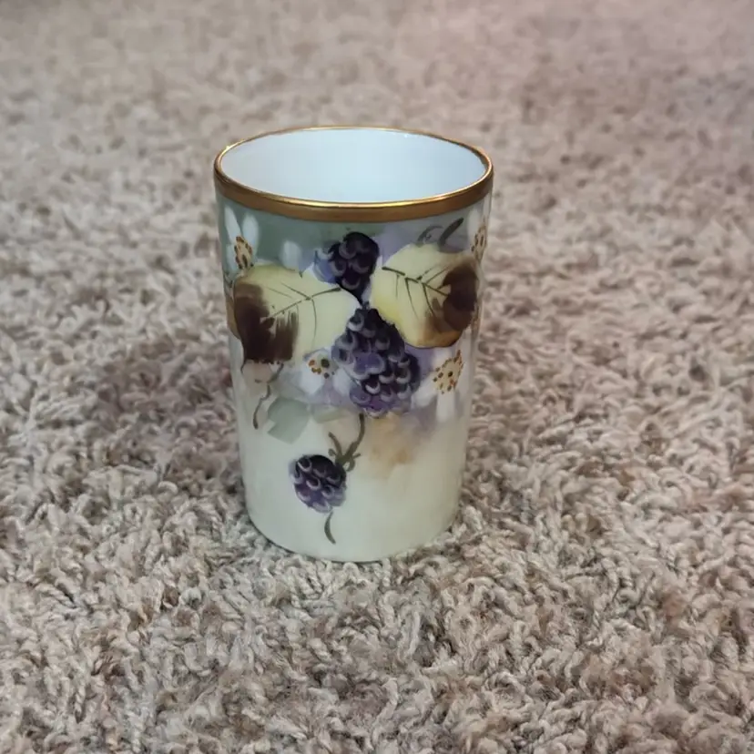 T&V Limoges Hand-Painted and Gold-Rimmed Cup