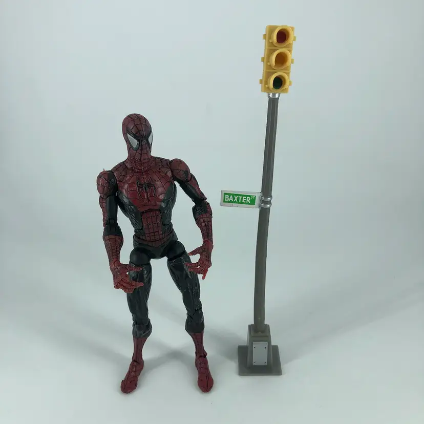 McFarlane Marvel Super Posable Dark Spider-Man Action Figure with Traffic Light