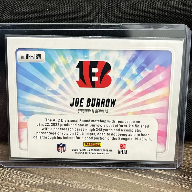 2025 Panini Absolute Football "Hog Heaven" insert  Joe Burrow of the Cincinnati Bengals. Hog Heaven insert #HH-JBW.