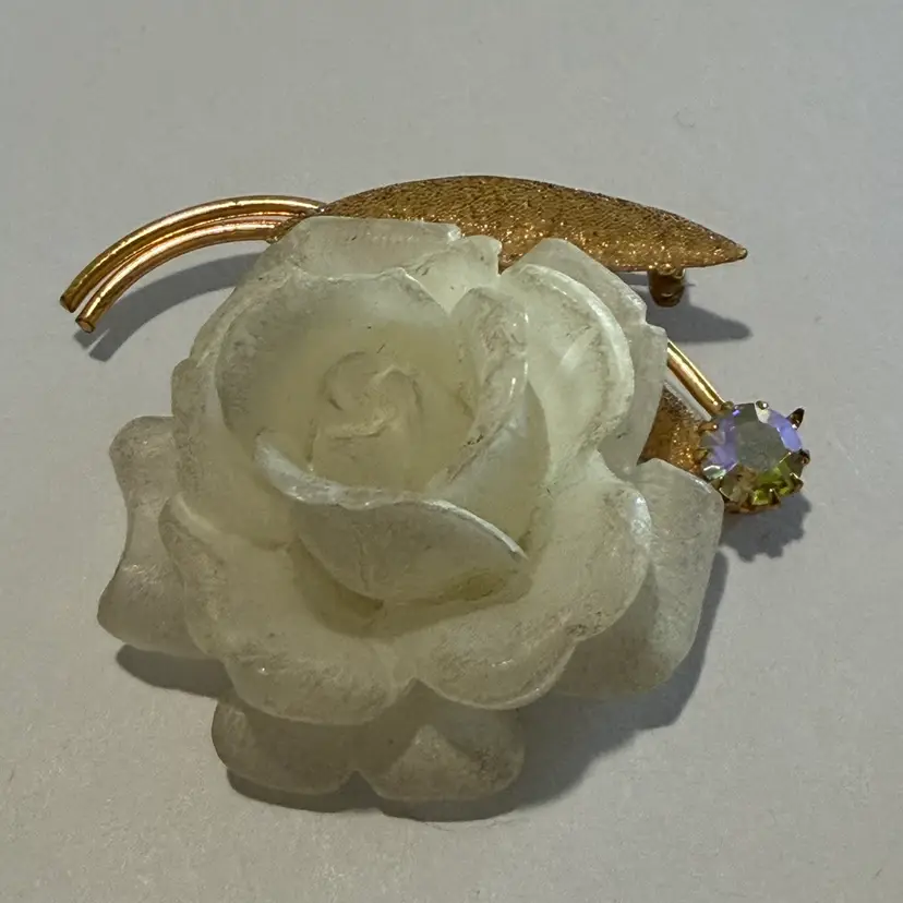 West Germany Flower Brooch  2” x 1 1/2”