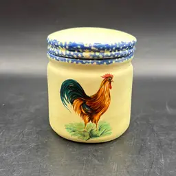 Vintage Gryphonware Ceramic Rooster Storage Jar 3.75”