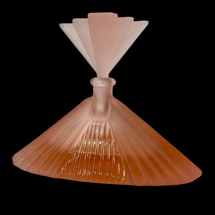 Vintage Silvestri Pink Frosted Glass Art Deco Perfume Bottle Hollywood Regency