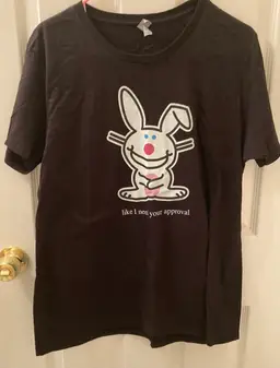 It’s Happy Bunny, black short, sleeved T-shirt, kids size 3 XL